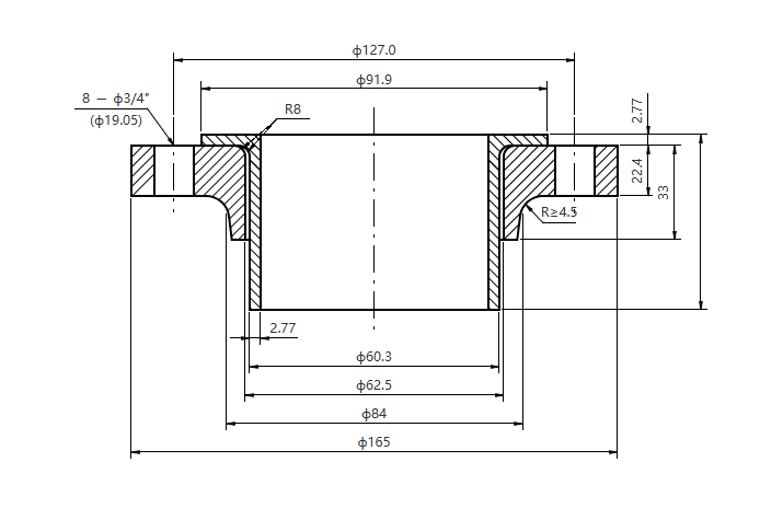 ASME B16.5 Classe 300 2NPS RF SCH10S LJ